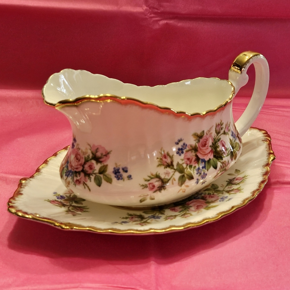 Paragon "Moss Rose" Gravy Boat with Tray.
